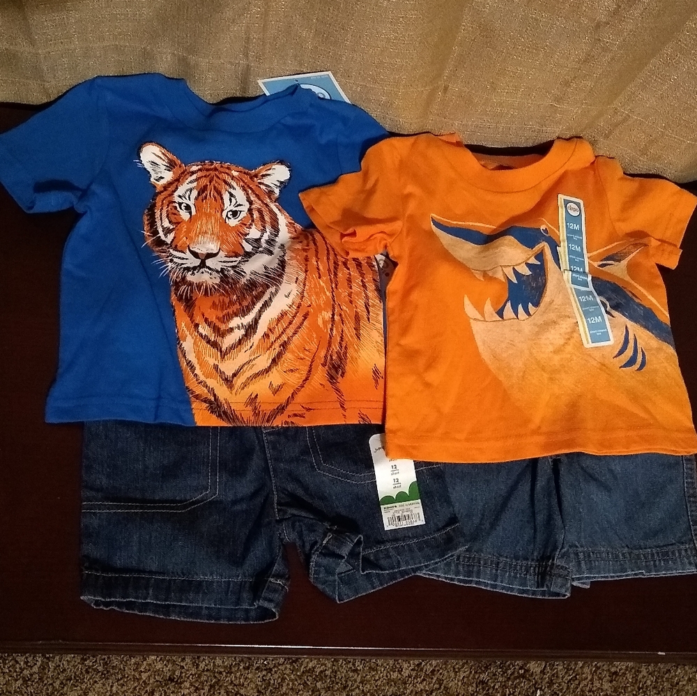 NWT Baby Boy Graphic T-shirts and Denim Shorts
